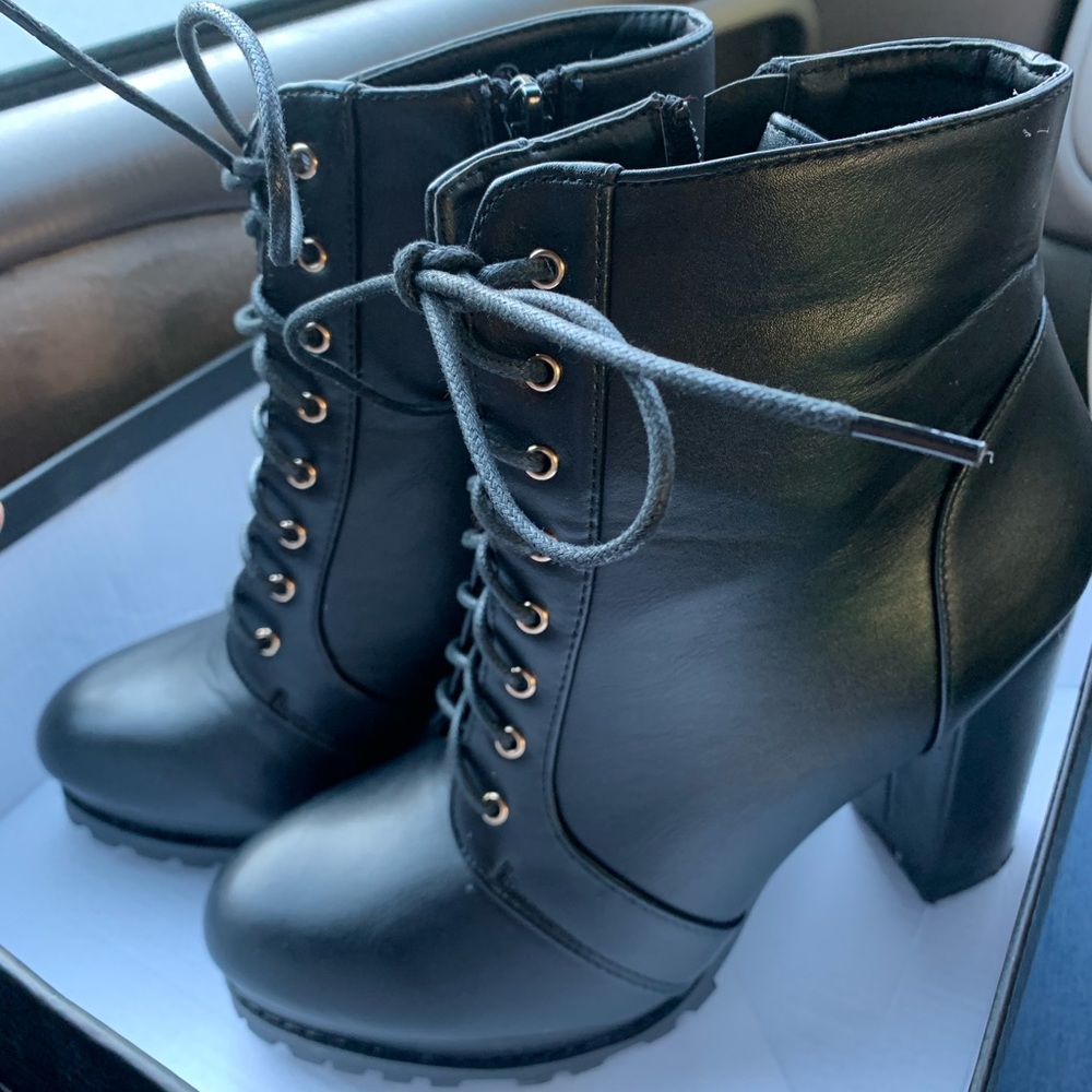 Black Heeled Combat Boots